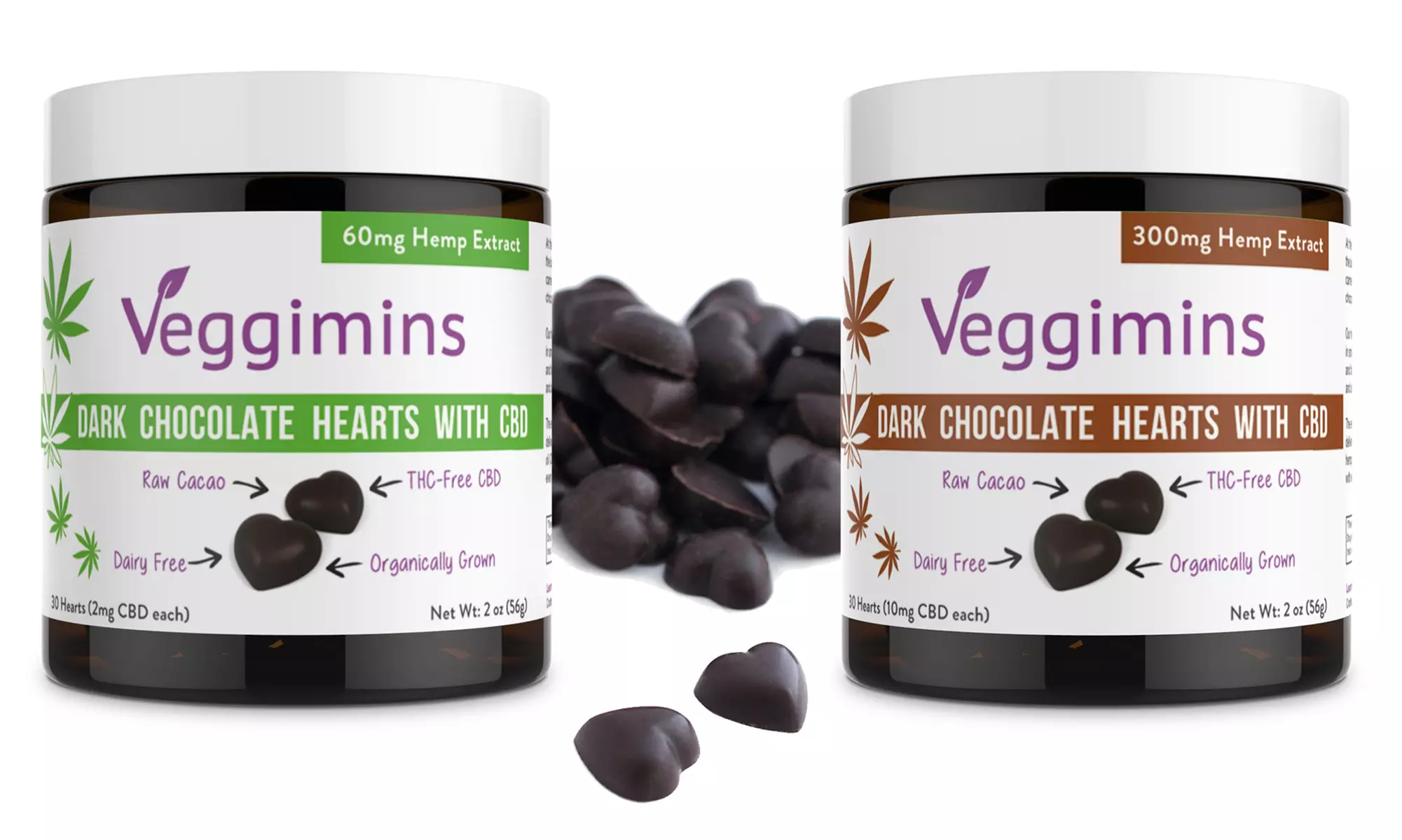 Veggimins Dark Chocolate Hearts with CBD from Windy City Organics - Primary Image
