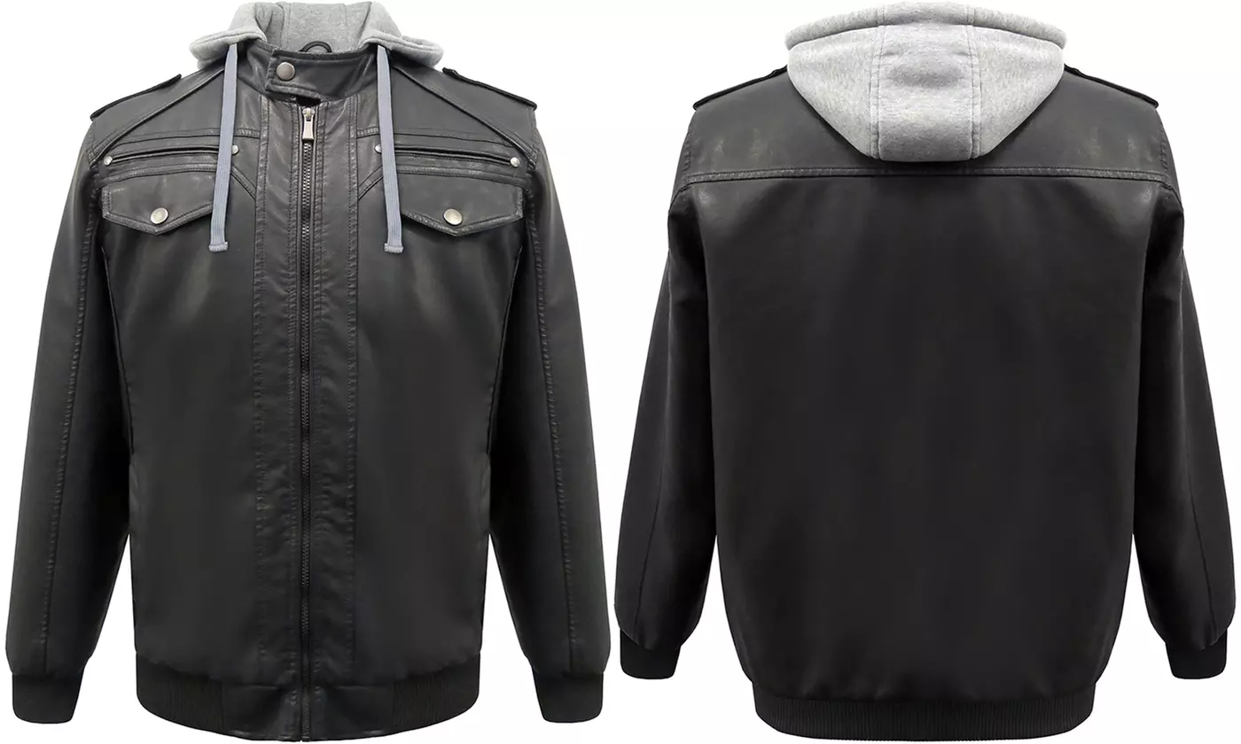 Brave Soul Men's Sherpa-Lined Faux Leather Jackets (Sizes M & L) - Second Medium