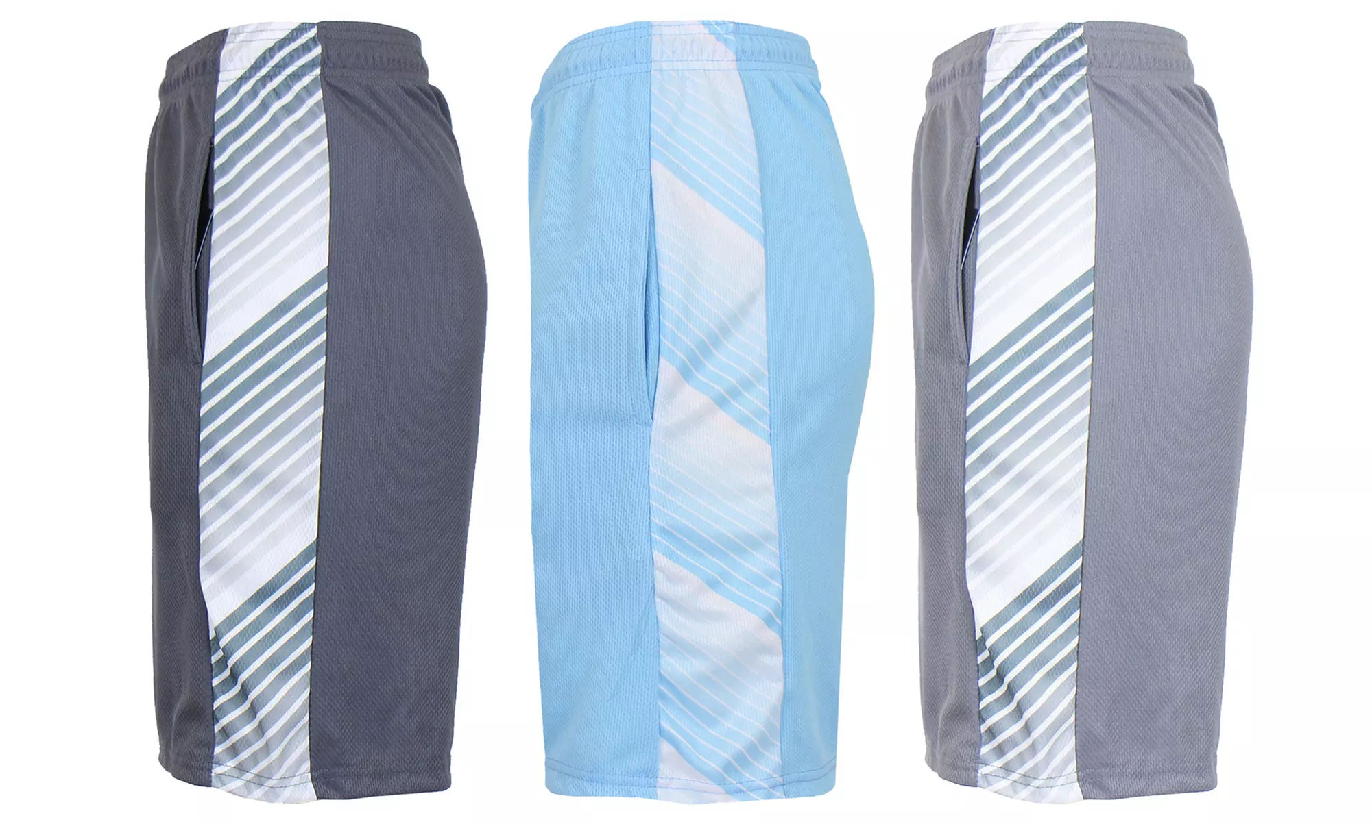 (3-Pack) Men's Moisture Wicking Performance Mesh Shorts With Side Trim Design