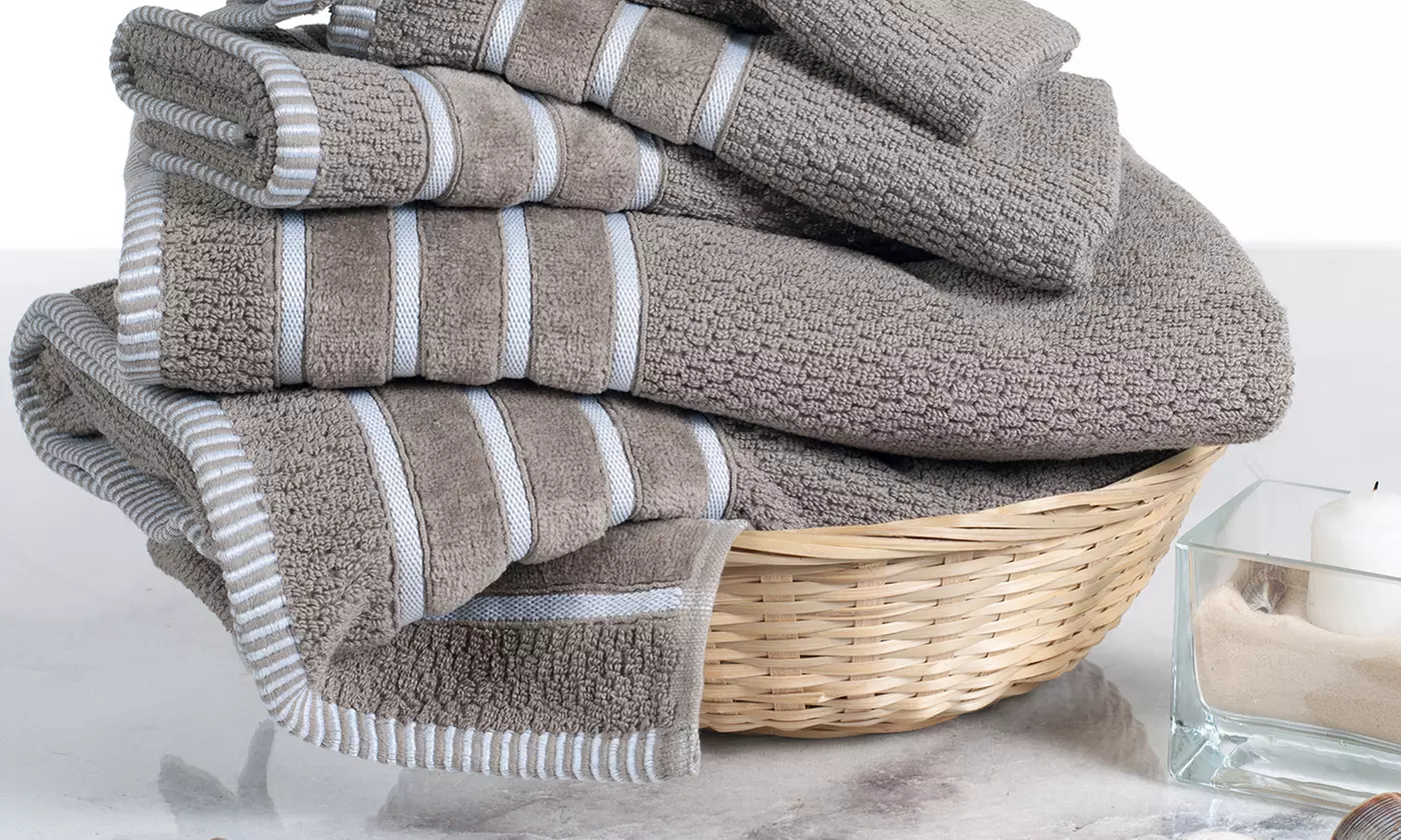 100% Egyptian Cotton Rice Weave 6-Piece Towel Set - Primary Image