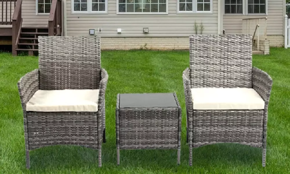 Three-Piece Rattan-Effect Furniture Set - Primary Image