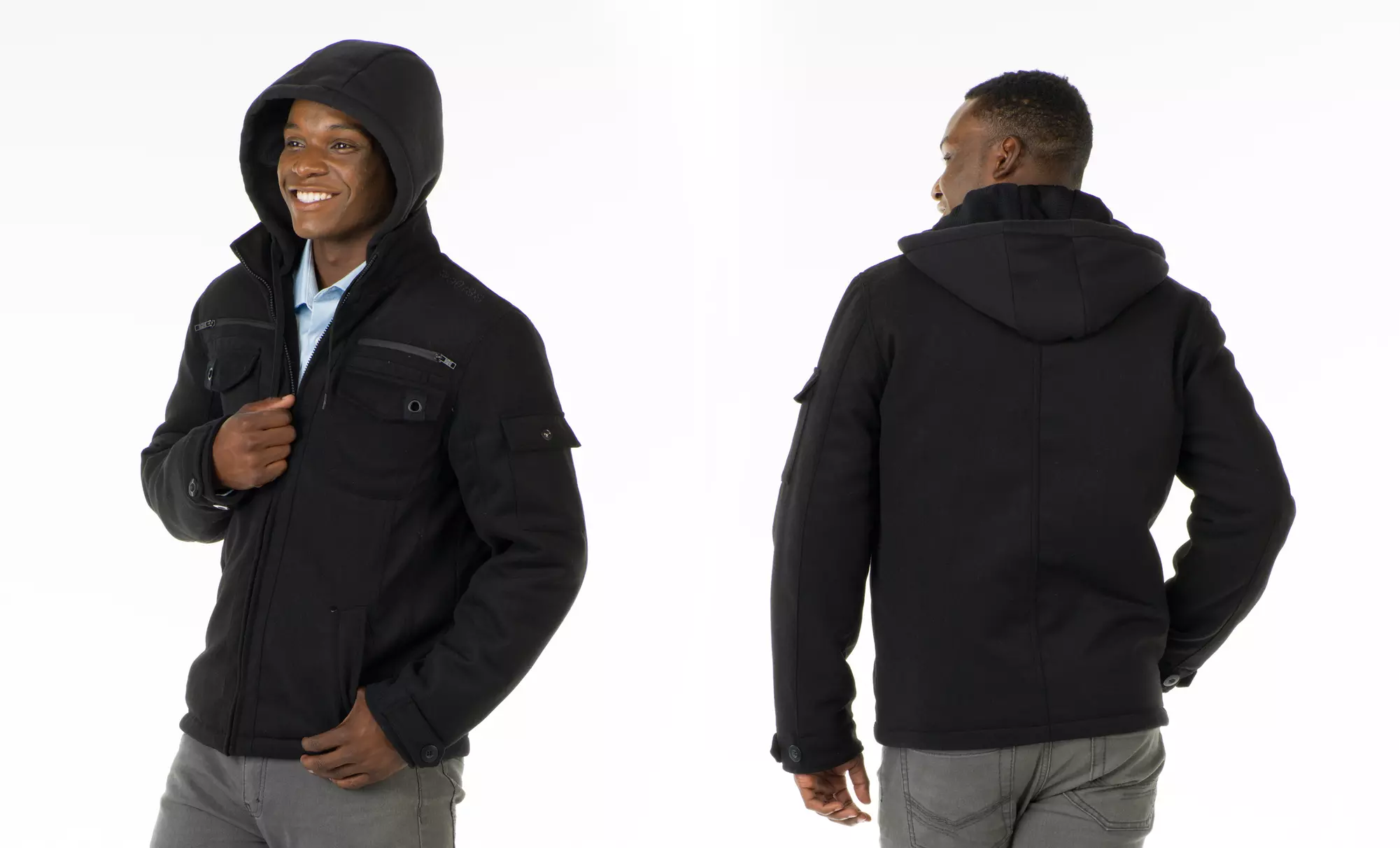 Oak & Rush Men's Hooded Wool-Blend Coat (Size M) - Second Medium