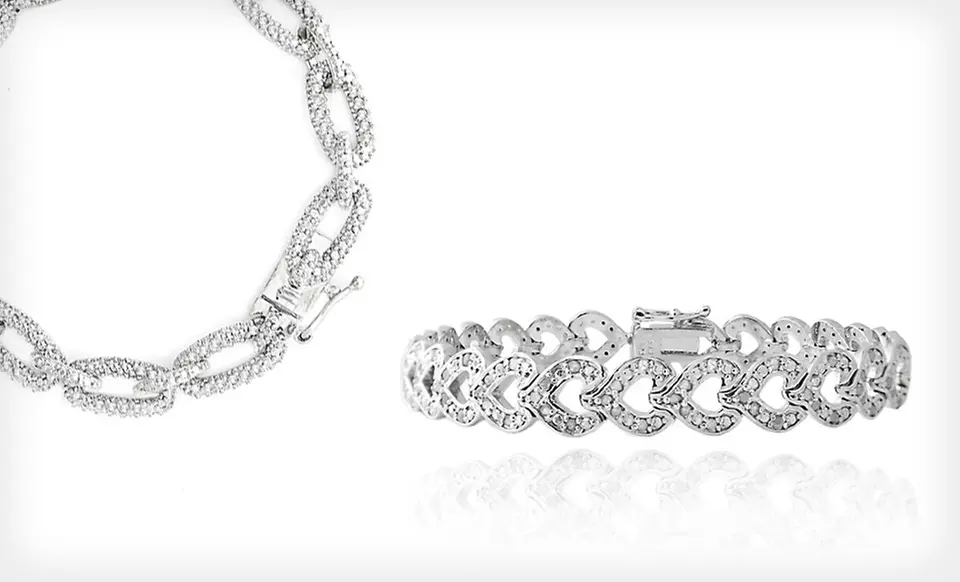 Diamond Earrings, Necklace, or Bracelets (Up to 76% Off). Four Options Available. Free Shipping. - Second Medium