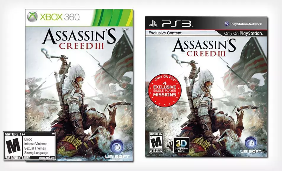 $19.99 for Assassin's Creed III for PlayStation 3 or Xbox 360 ($39.99 List Price). Free Shipping and Returns. - Primary Image