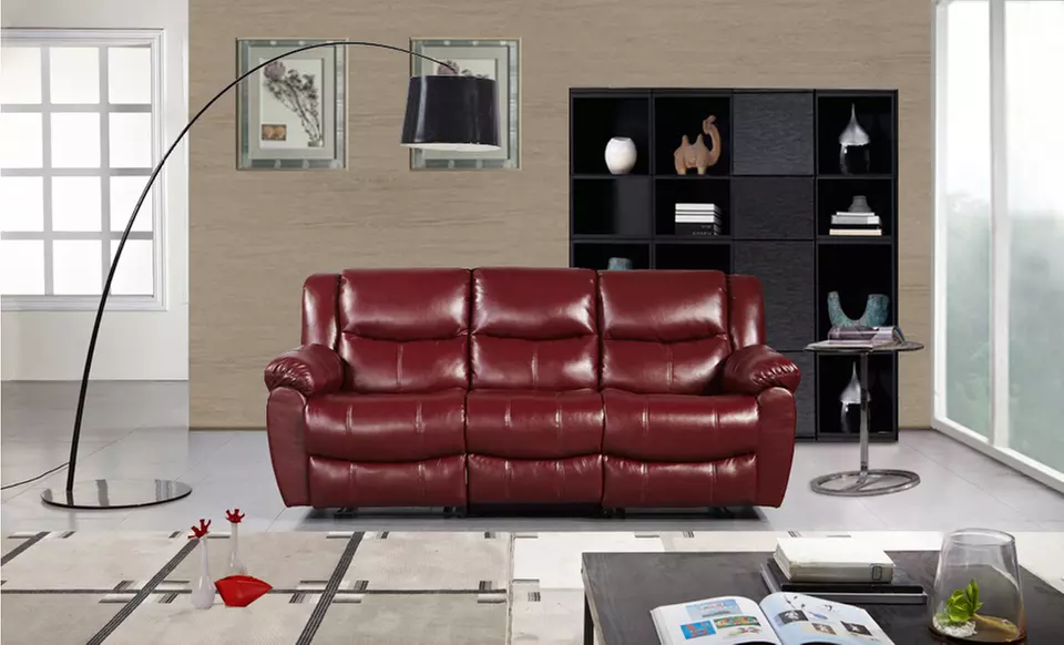 Bonded Leather Sofa with Dual Reclining Seats - Primary Image