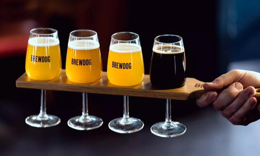 BrewDog Burger and Fries with a Flight of Beers or Cocktail for One or Two at 37 Locations ( Up to 53% Off) - Primary Image