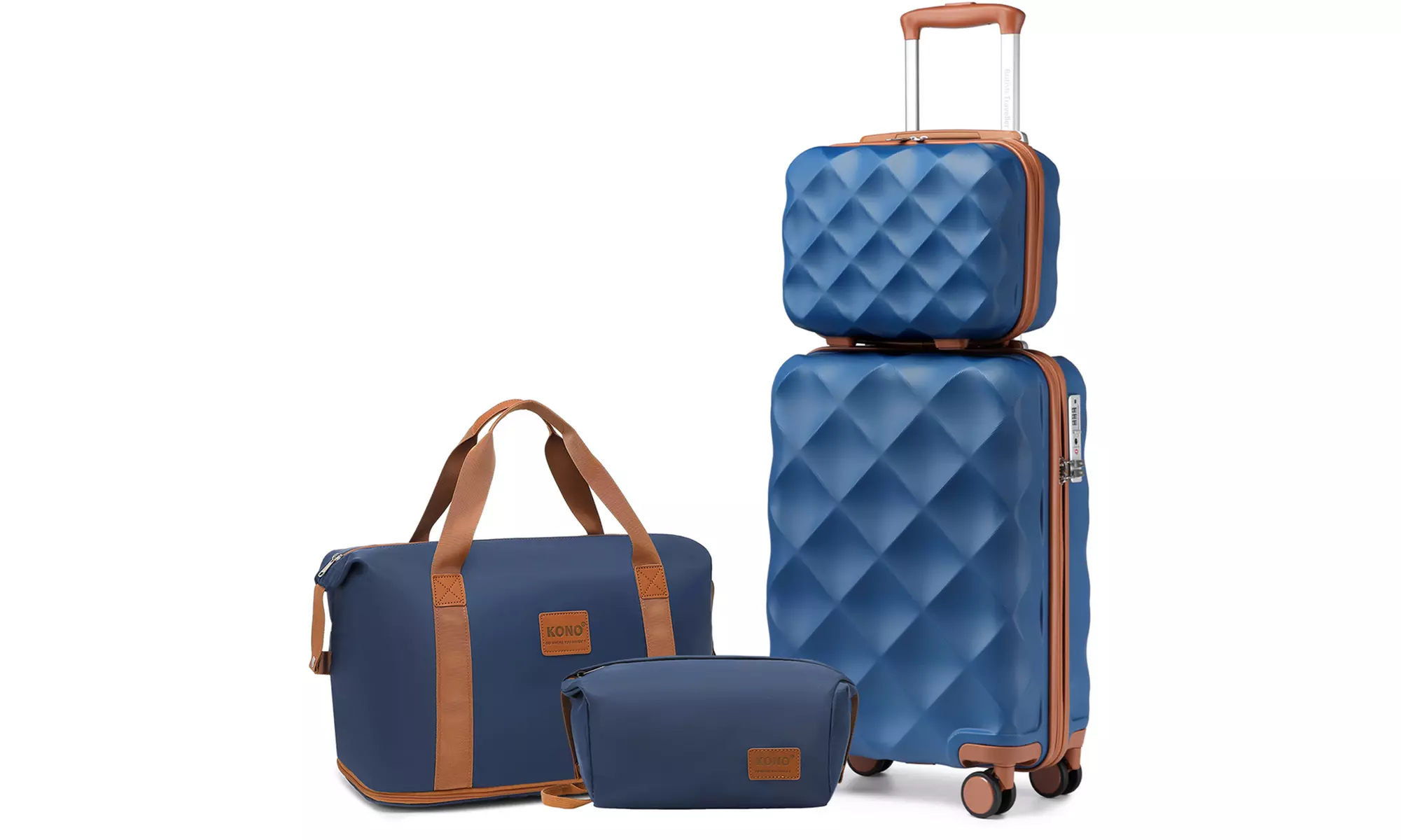 Lot de valises avec sac de voyage bleu et marron, dimensions au choix, livraison offerte - Image 4