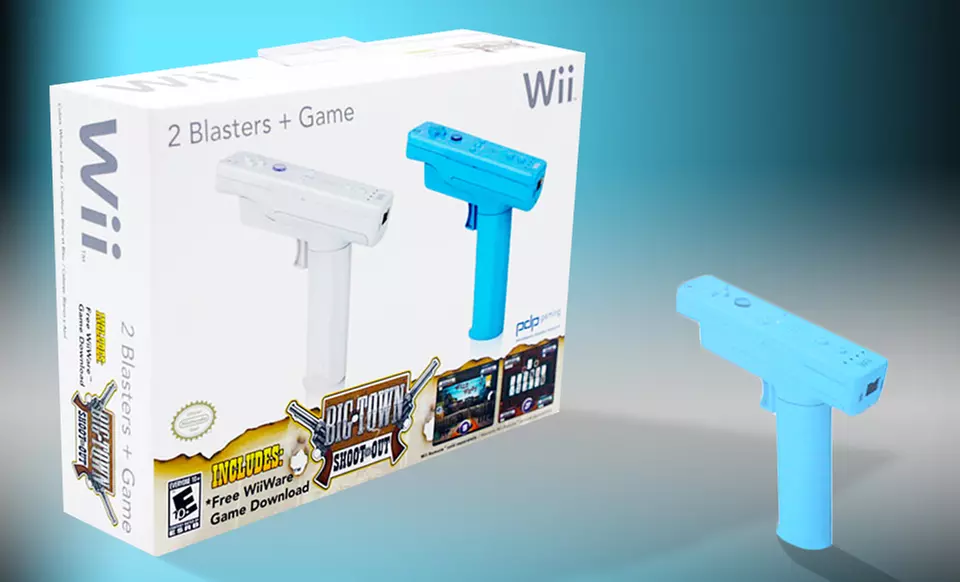 $4.99 for a Nintendo Wii Blaster 2-Pack with Big Town Shoot Out Game ($19.92 List Price). Free Returns. - Primary Image