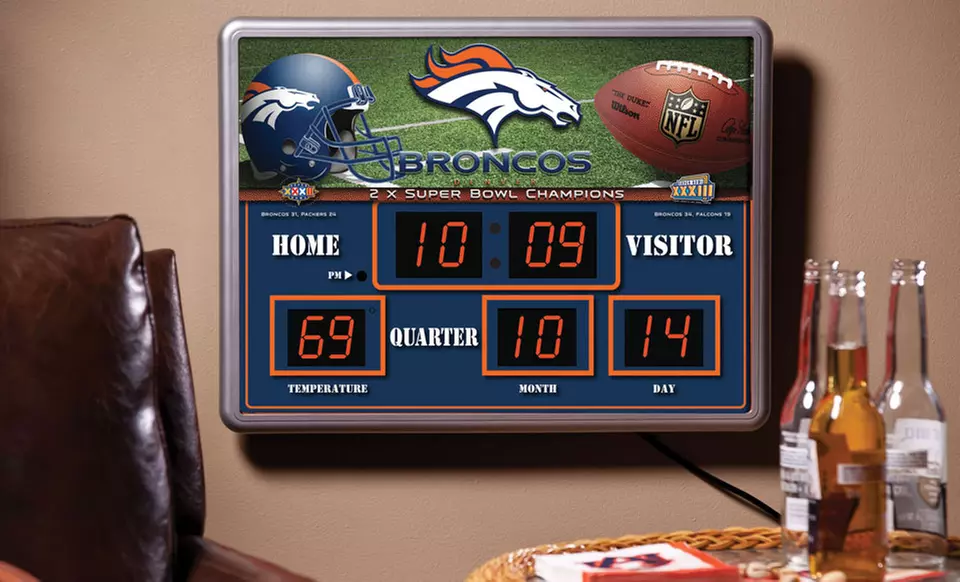 Team shops Sports America - NFL Denver Broncos Scoreboard Wall Clock