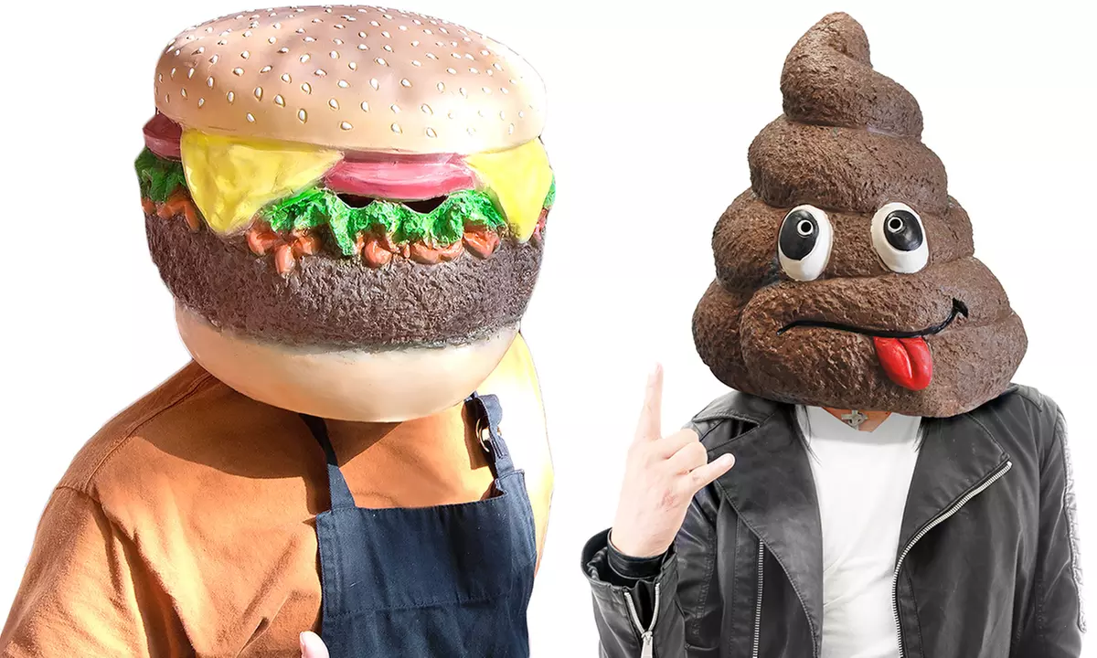 Cheeseburger or Pile of Poo Halloween Masks - Primary Image