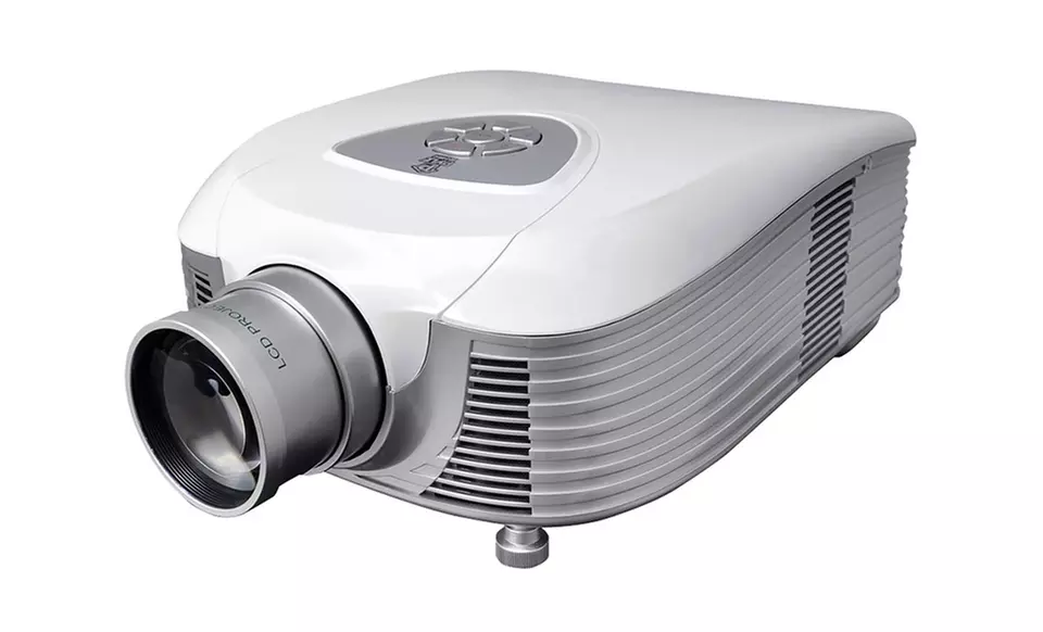 Pyle LED Widescreen Projector with Up to 100-Inch Viewing Screen, Built-In Speakers, and 1800 Lumen. Supports 1080p. - Primary Image