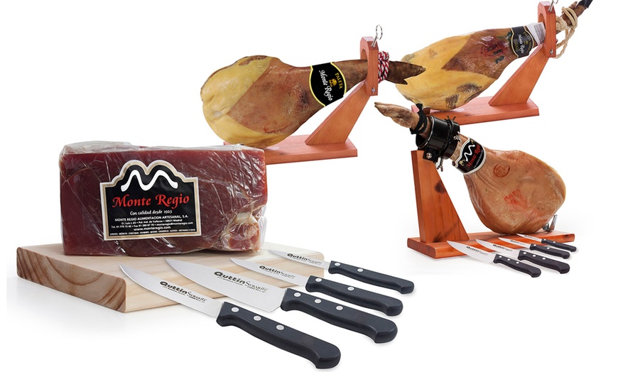 Image 1: Iberian /Serrano Ham & Knives Set