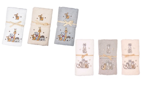 Fino a 8 asciugamani ricamati Made in Italy disponibili in 2 fantasie e 3 colori