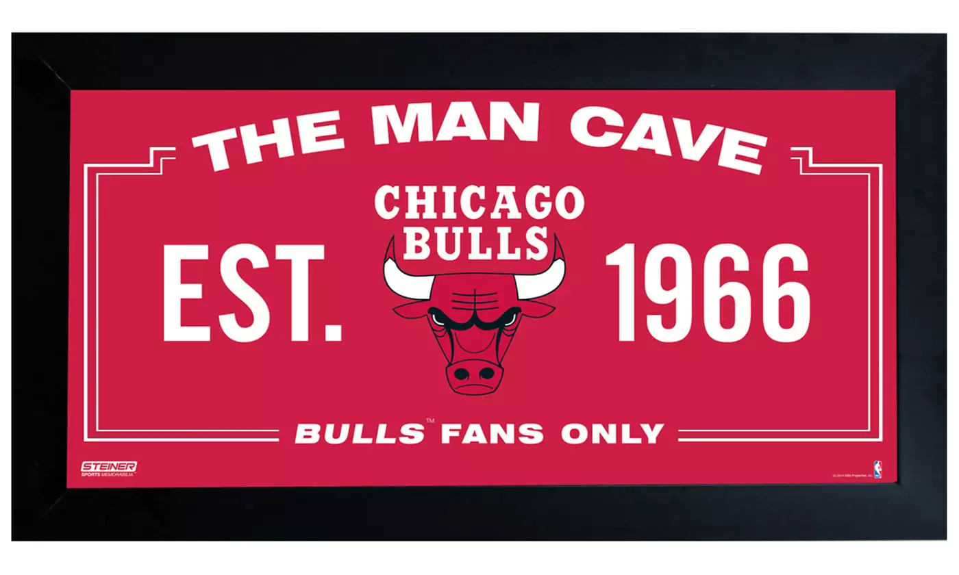 Chicago Bulls Man Cave 6"x12" Framed Sign - Primary Image
