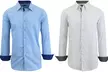 2-Pack Men's Long-Sleeve Solid Slim-Fit Casual Dress Shirts (S-5XL) - Second Medium