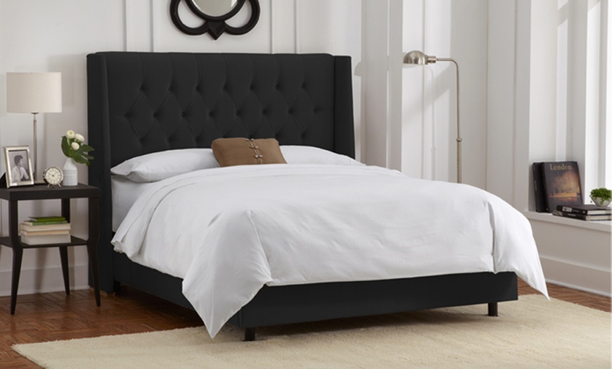 Diamond-Tufted Upholstered Bed | Groupon Goods