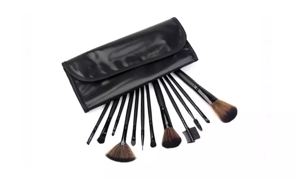 12-Piece Pro Black Makeup Brush Set - Primary Image