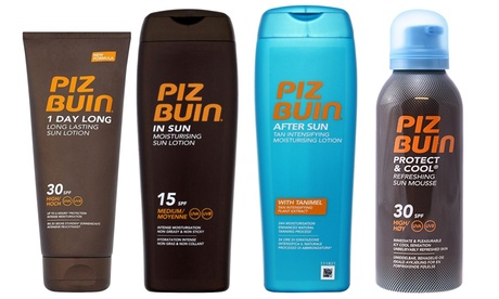 Linea solare Piz Buin disponibile in crema, mousse e kit convenienza con diversi fattori di protezione