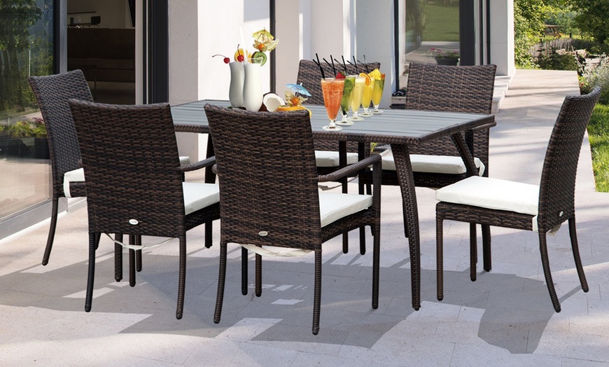 Image 5: Outsunny 7-Piece Rattan Dining Sets