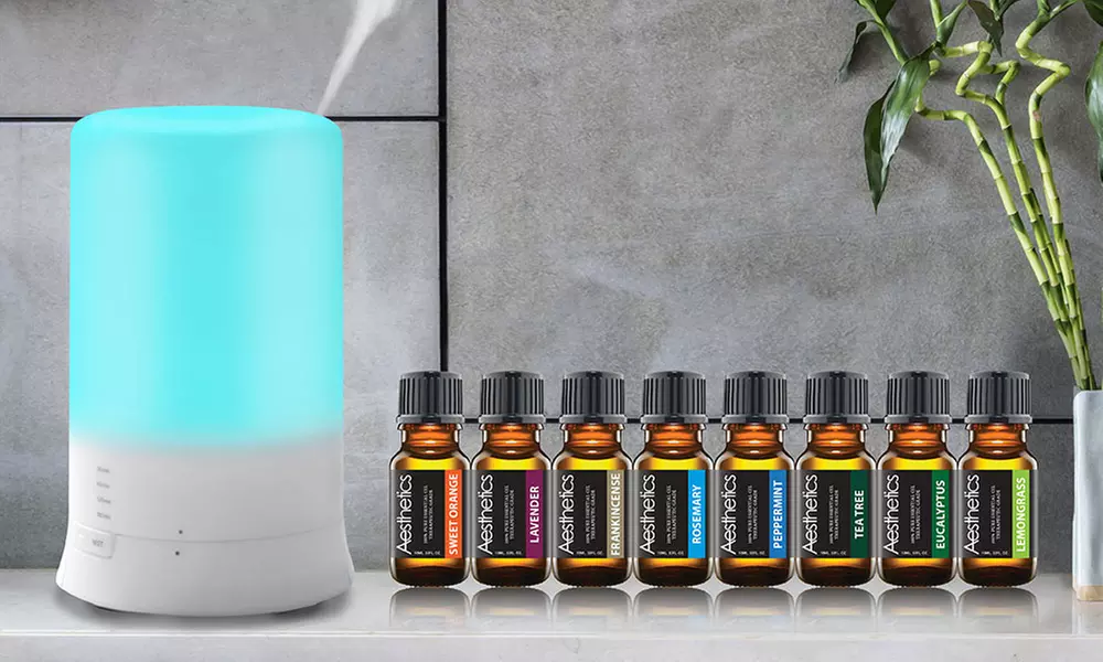 Aesthetics Ultrasonic Aroma Diffuser and Humidifier with Oil Set (9-Piece) - Primary Image