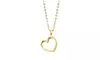14K Solid Gold Open Heart Pendant with Chain