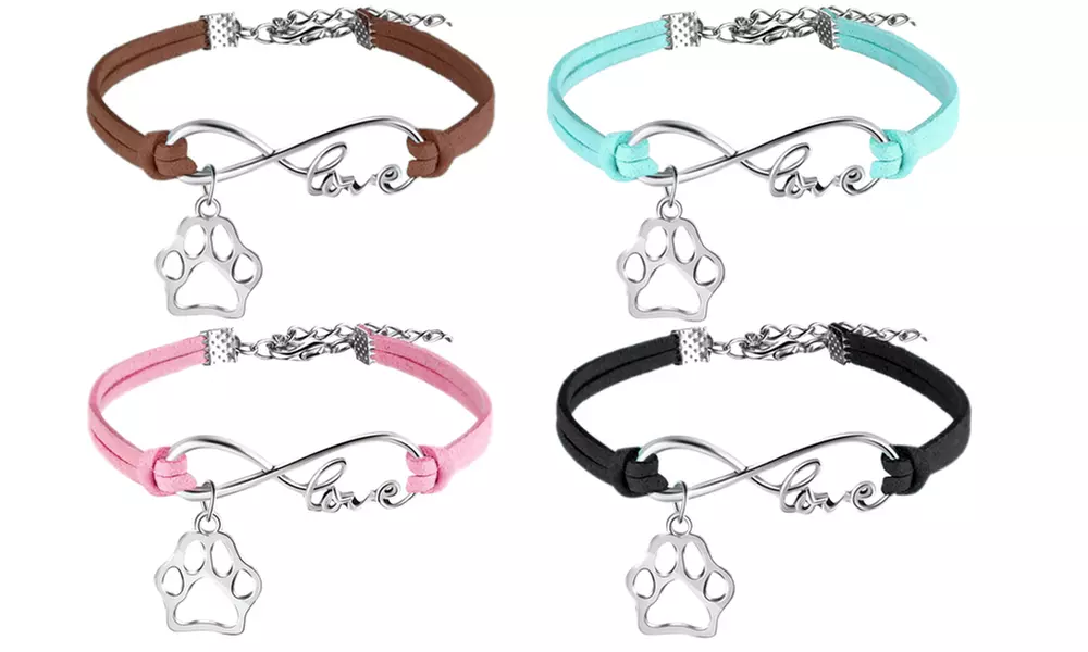 1, 2 ou 3 bracelets avec design infini "love" et patte - Primary Image