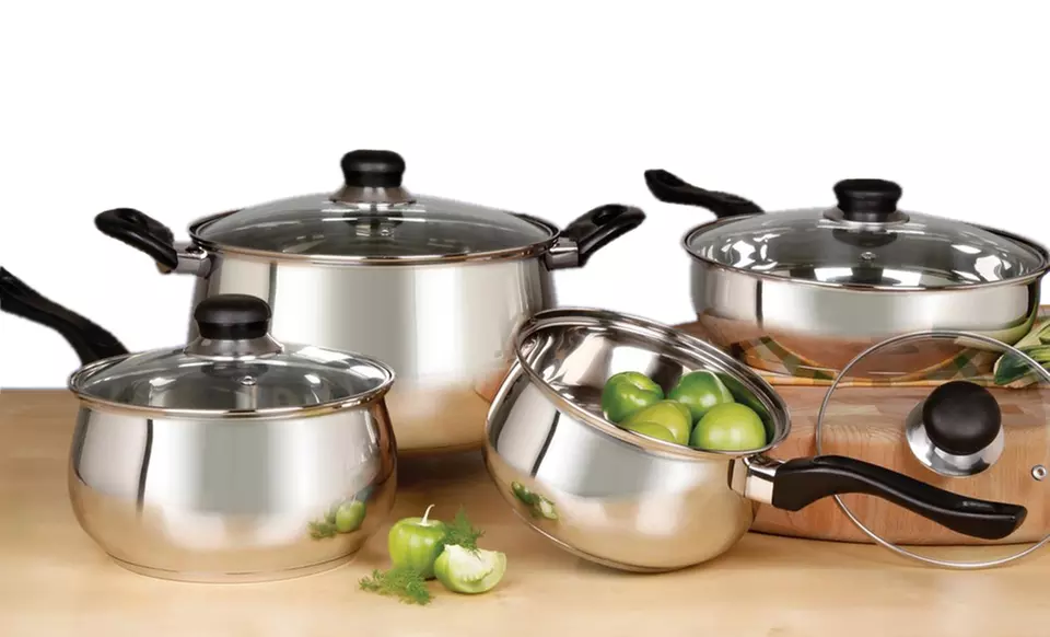 Oster 8-Piece Rametto Stainless Steel Cookware Set.  - Primary Image