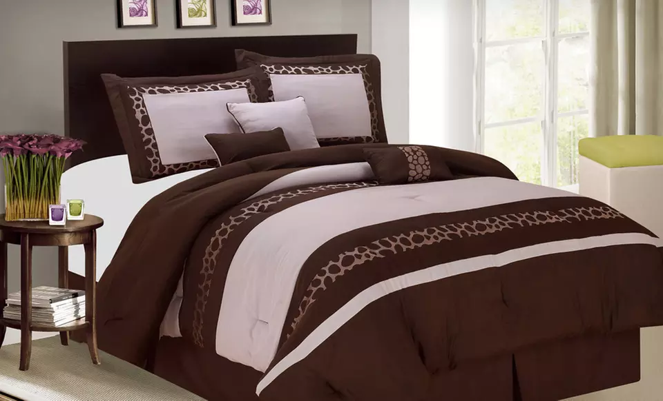 Luxury Bedding Seven-Piece Comforter Set in Queen or King (Half Off). Three Designs Available. Free Shipping & Returns. - Second Medium