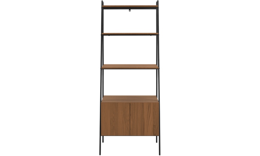 Image 4: Ladder-Style Bookshelf with Cabinet