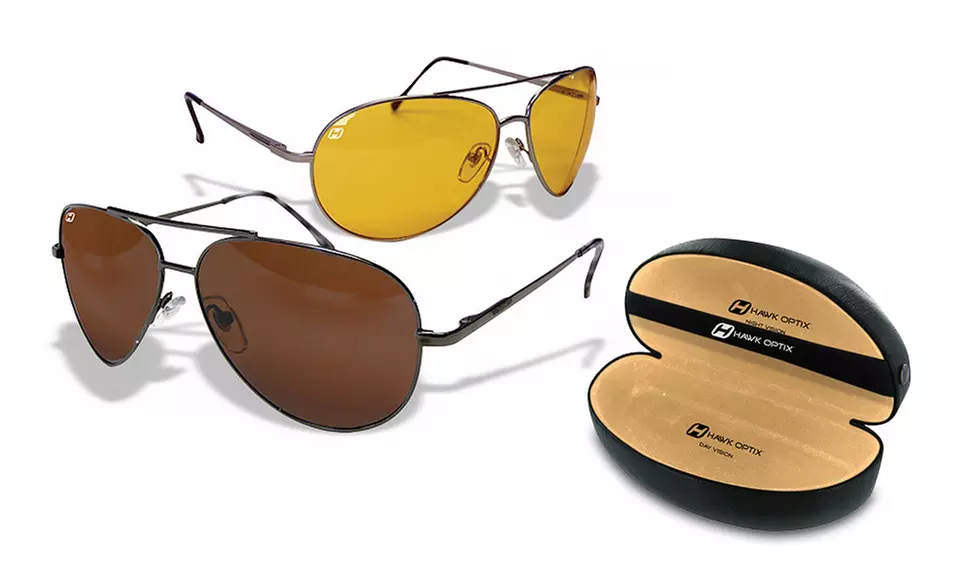 2-Pack of Hawk Optics Day and Night Driving Aviators - Primary Image