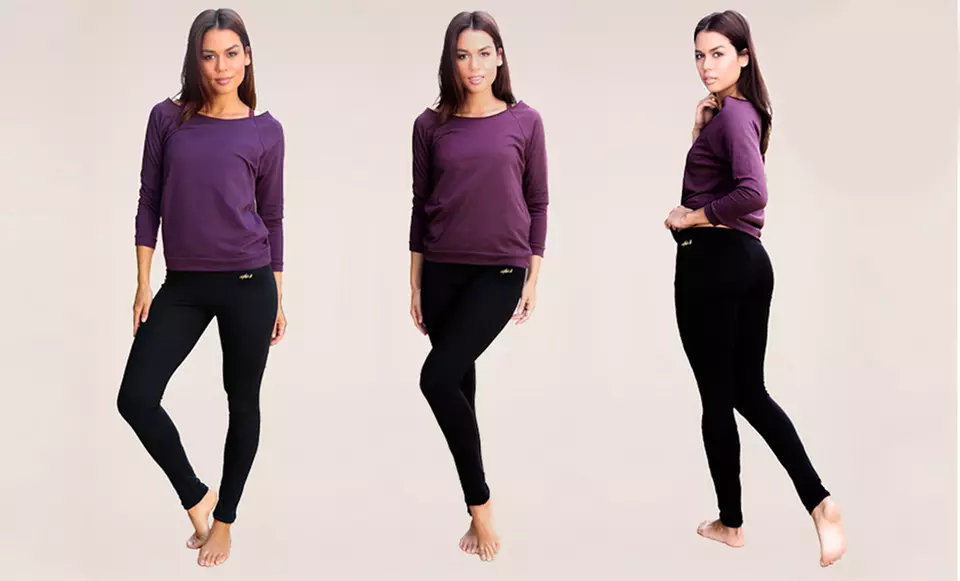 Two Pairs of InTouch Naturally Slimming Organic Cotton Yoga Leggings - Primary Image