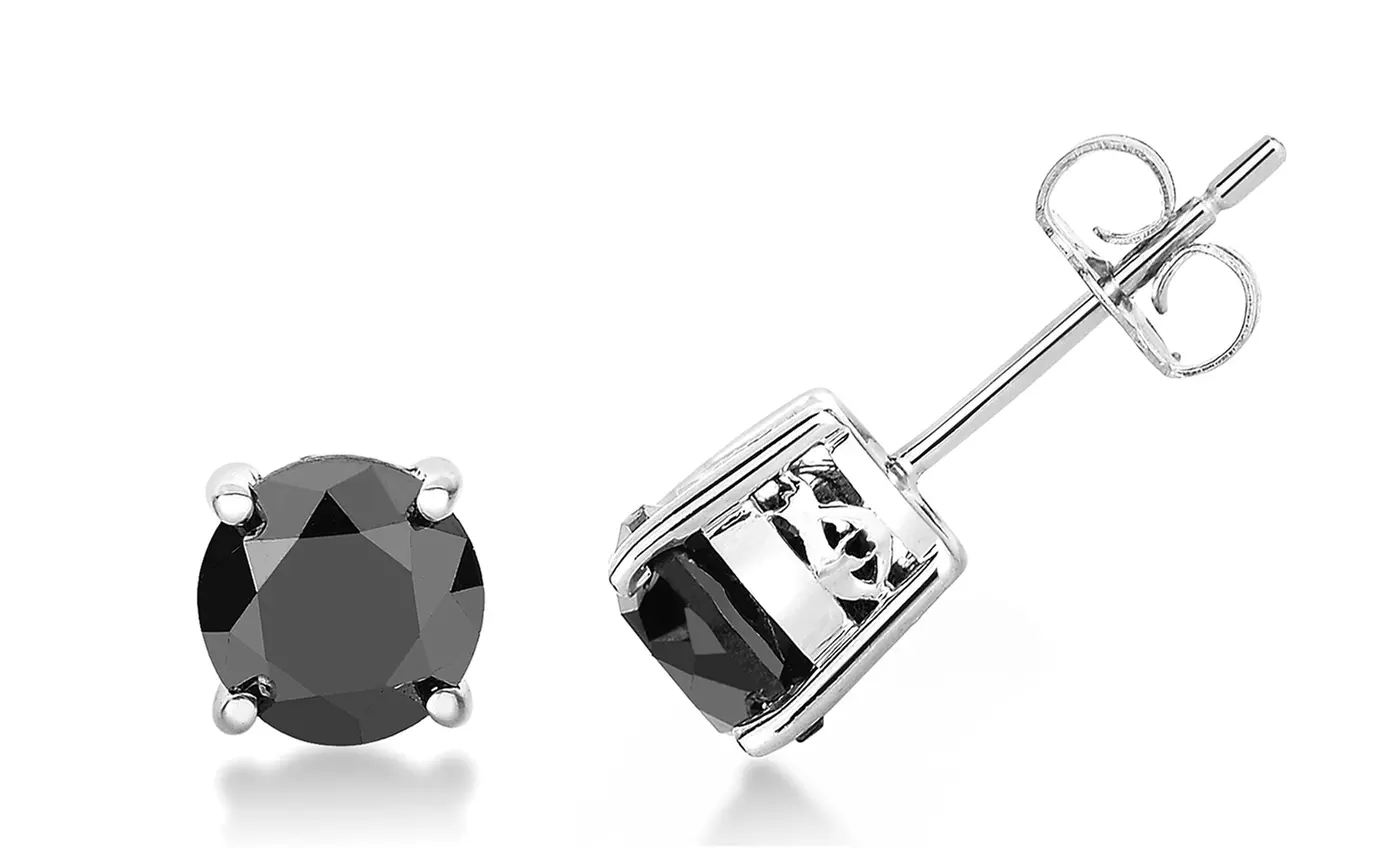 1/2 CTTW Black Diamond Solitaire Earrings - By Femme Luxe - Primary Image
