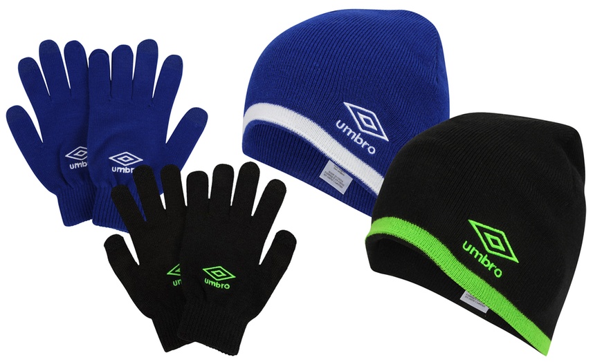 Image 1: Umbro Hat and Gloves Set