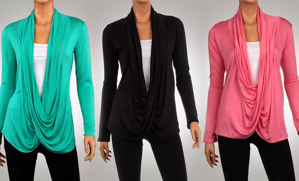 Women's Crisscross Draped Cardigan. Multiple Colors Available. Free Returns. - Primary Image