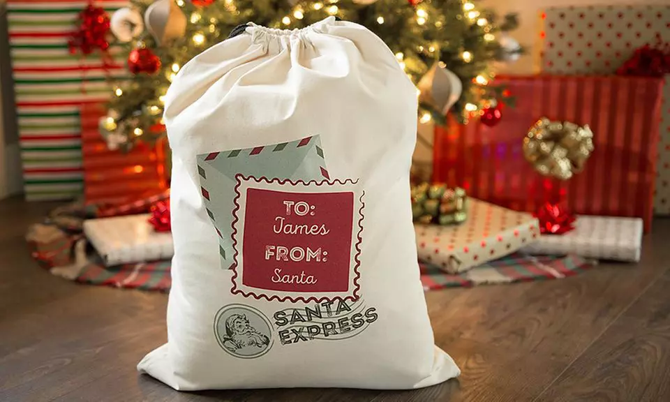 1, 2, 3, 5, or 10 Personalized Jumbo Santa Gift Bags from Qualtry (Up to 87%) - Second Medium