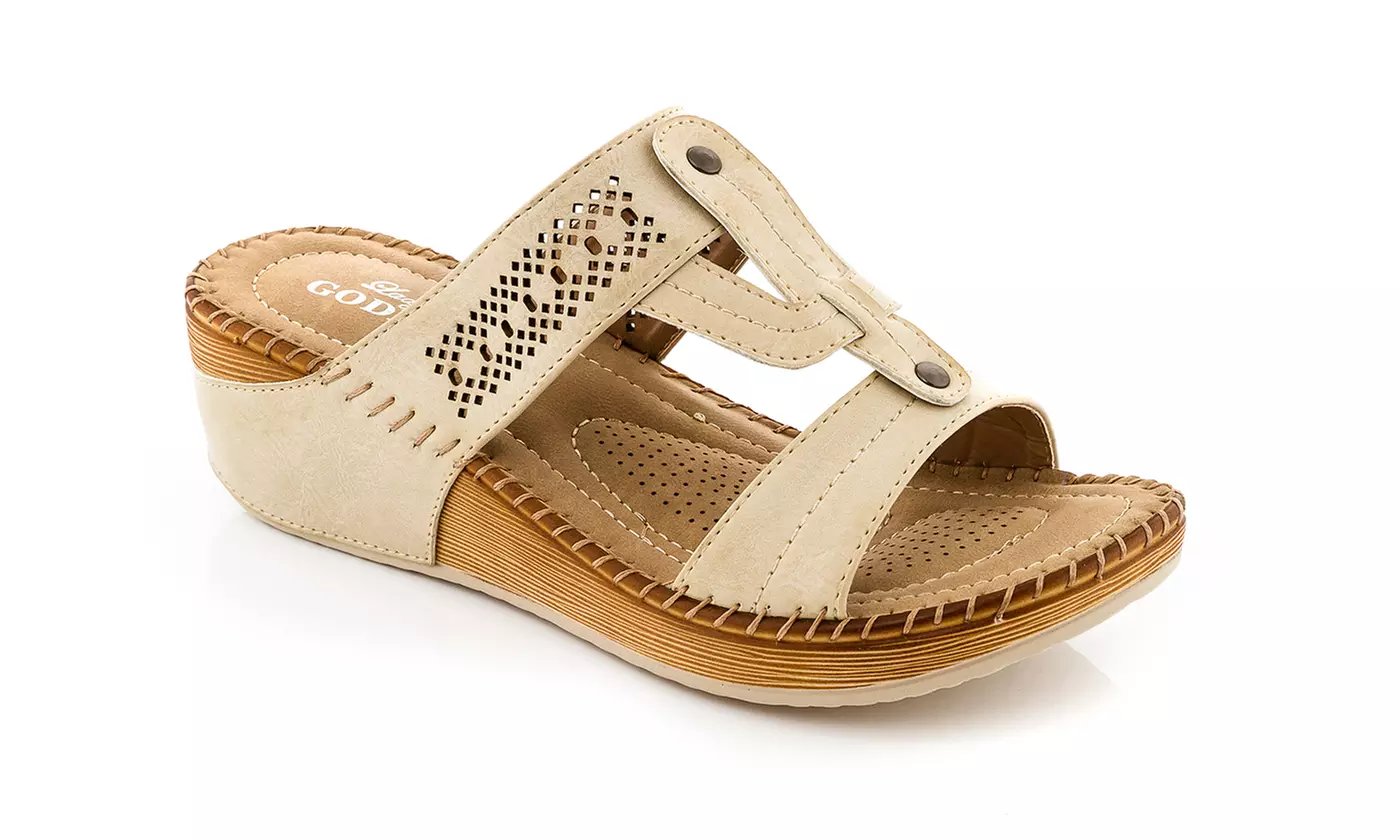 Lady Godiva Women's Comfort Wedge Sandal - Second Medium