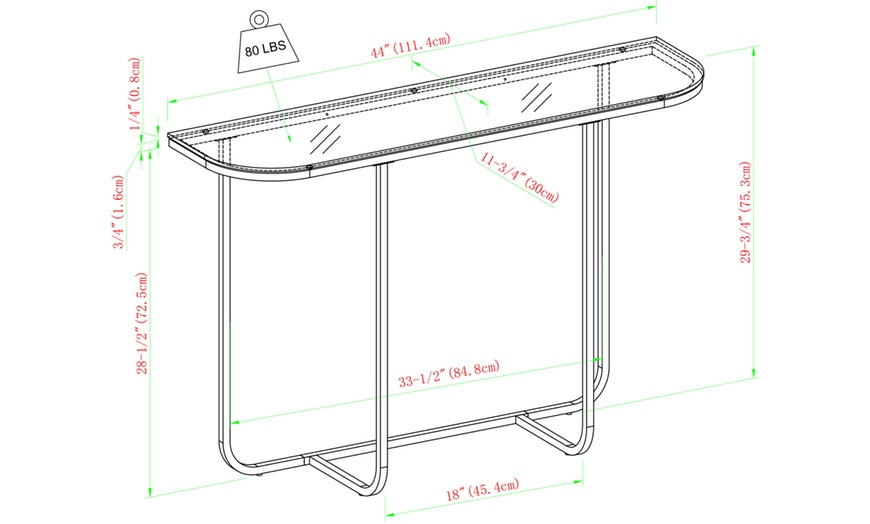 Image 20: 44'' Curved Entry Console Table