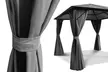 Tonnelle avec toit rigide en polycarbonate, et 4 rideaux en option - Second Medium