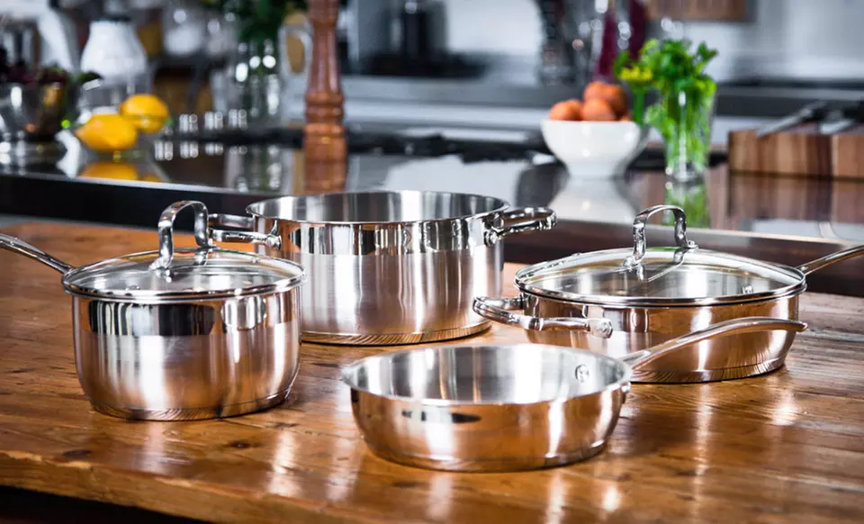$64.99 for a Kevin Dundon Six-Piece Stainless-Steel Cookware Set ($250 List Price). Free Shipping and Free Returns. - Primary Image