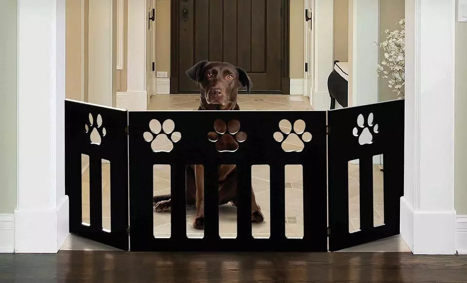 $26 for an Adjustable Black-Paw or Dog-Bone Wooden Pet Gate (Up to $99.99 List Price). Free Shipping. - Primary Image