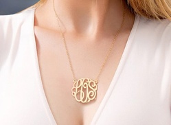 Up to 76% Off Custom Script Monogram Necklaces 