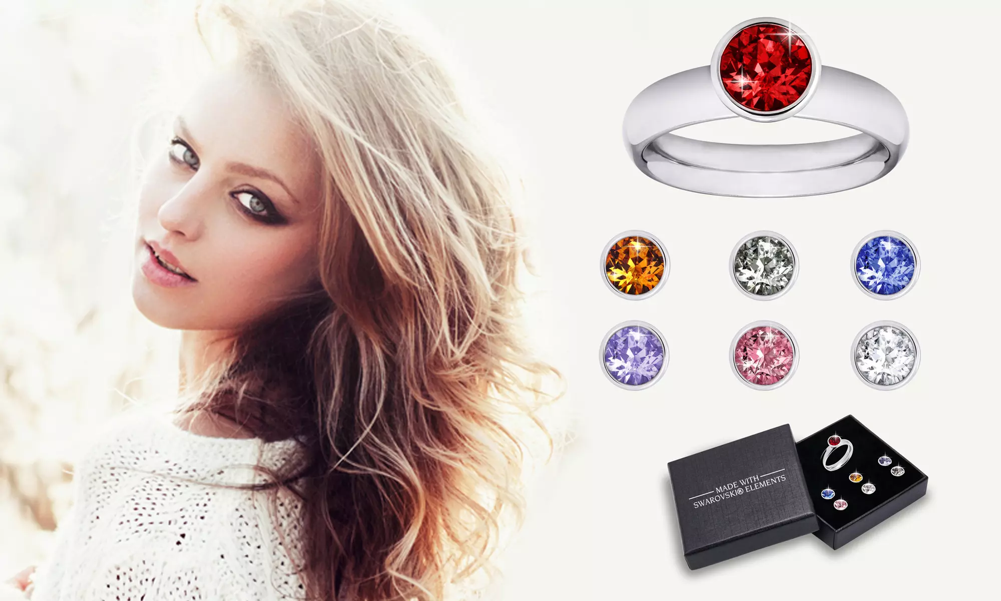 Ensemble de bagues cristaux interchangeables Swarovski® - Primary Image