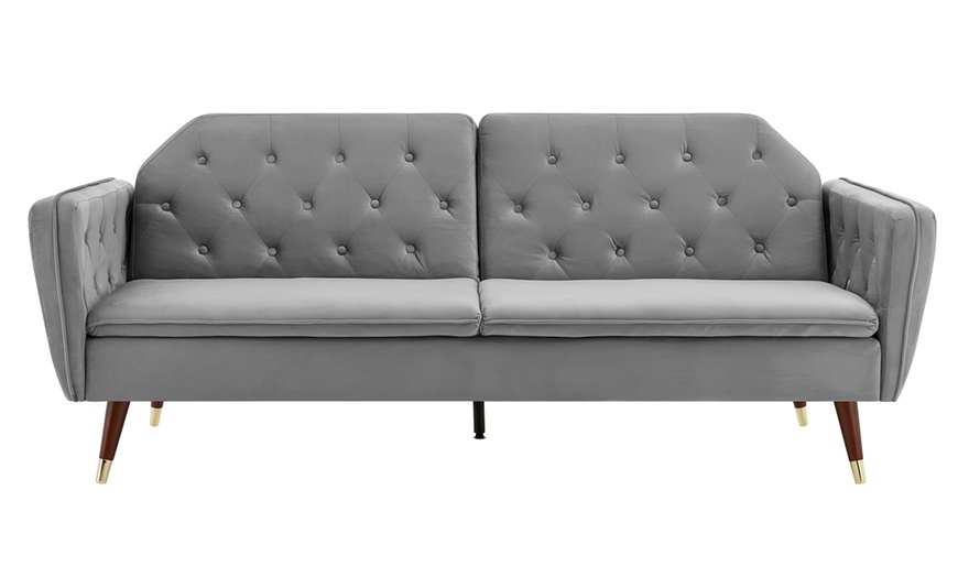 Image 21: Three-Seater Velvet Click Clack Sofa Bed