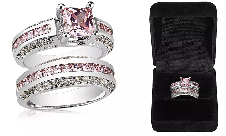 2.50 CTTW Pink Sapphire Double Princess Cut Ring - Second Medium