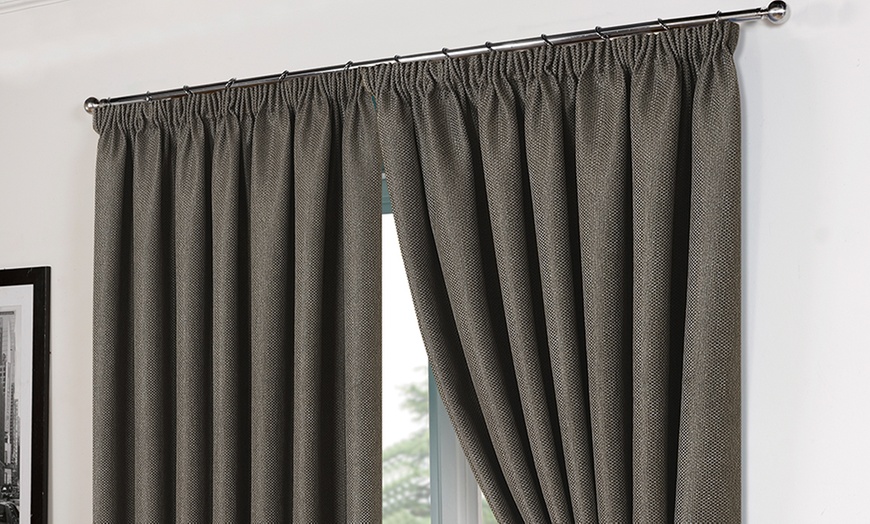 Image 4: Basket Weave Blackout Curtains