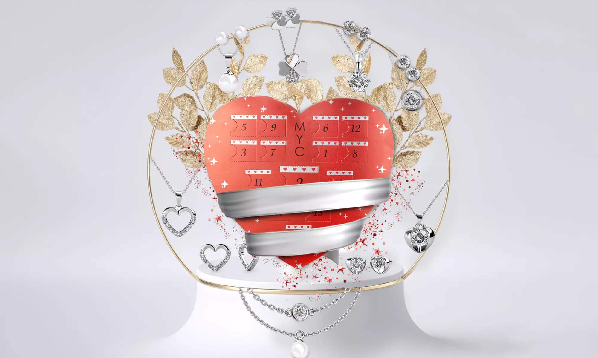 1 o 2 calendari dell'Avvento con 14 gioielli in cristallo