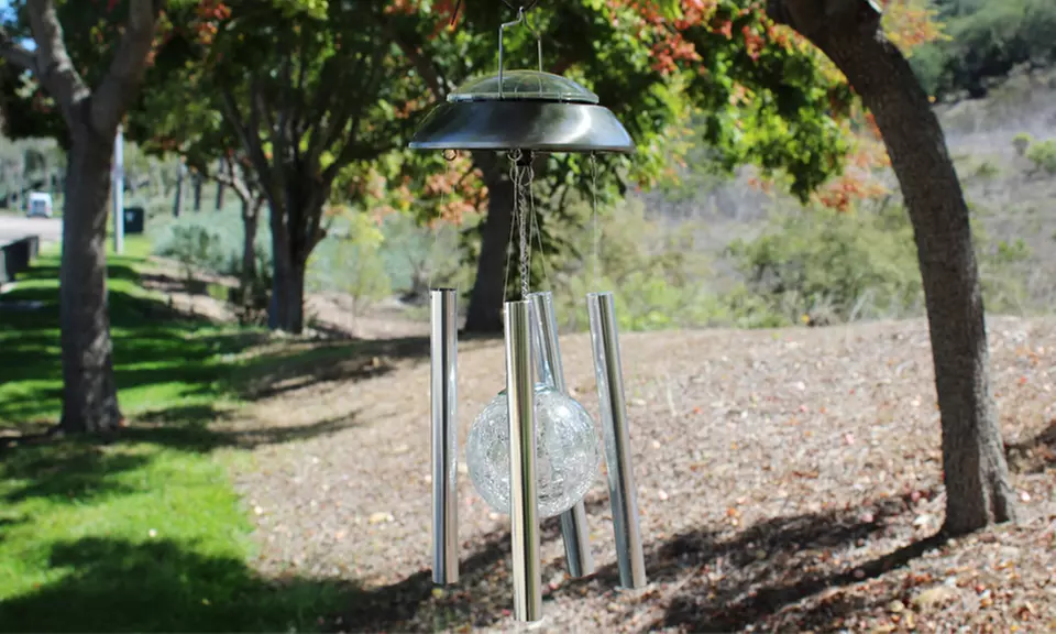 Crackle Glass Solar Lighted Wind Chime - Primary Image
