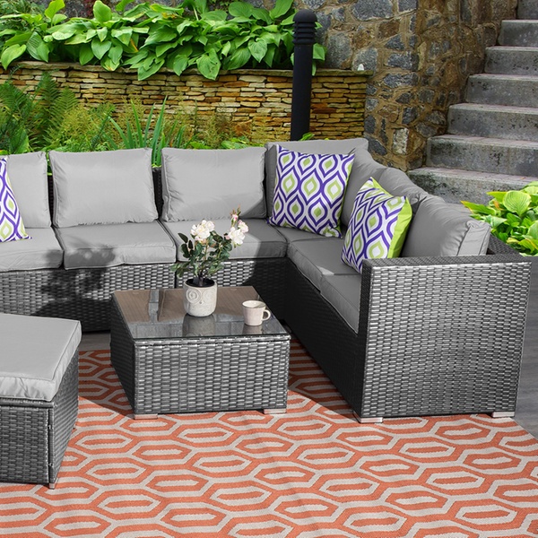 Yakoe Sicily Five Or Nine Seater Rattan Effect Furniture Sets With Covers In Choice Of Colour