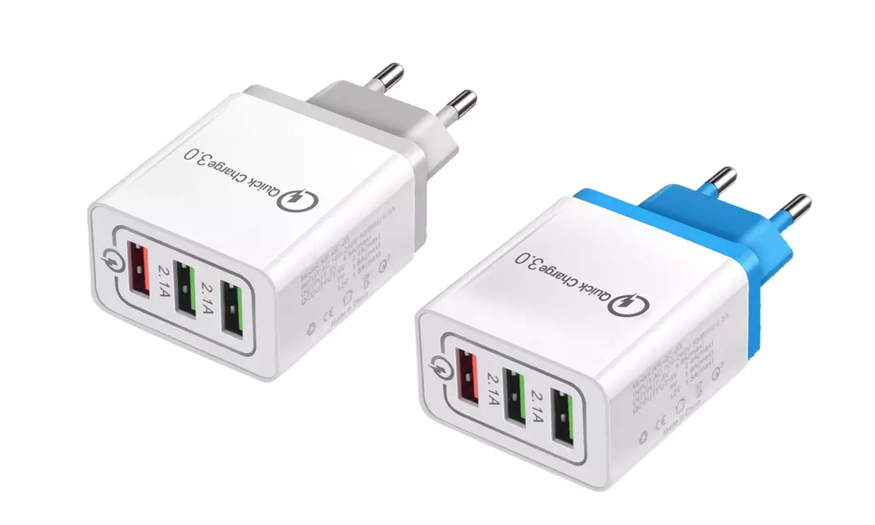 1x oder 2x USB-Schnell-Ladegerät mit 3 USB-Ports