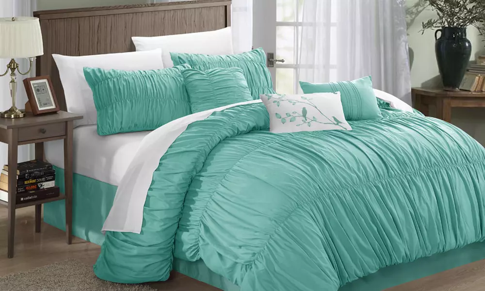 7-Piece Ruched Comforter Set - Primary Image